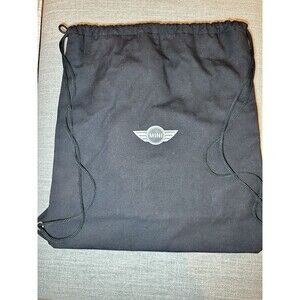 Mini Cooper Drawstring Backpack Tote Bag Black With Mini Cooper Interior Lining